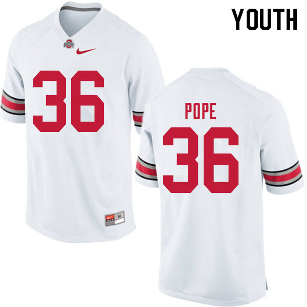 Youth #36 K'Vaughan Pope Ohio State Buckeyes College Football Jerseys Sale-White